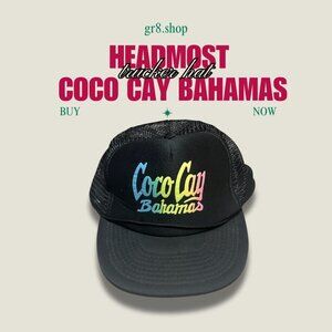 Headmost Black Trucker Hat Coco Cay Bahamas Logo Adjustable Snapback Mesh Cap